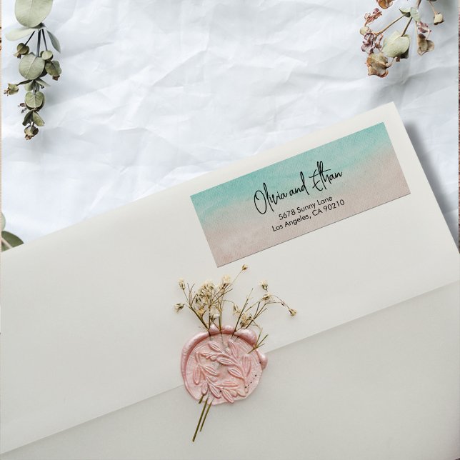 Elegant  Beach Summer Wedding Return Address Label (Creator Uploaded)
