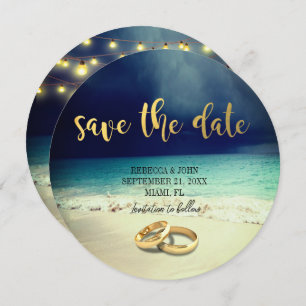 Elegant Beach Summer Wedding Save the Date Card
