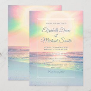 Elegant Beach Sunset Wedding Invitation