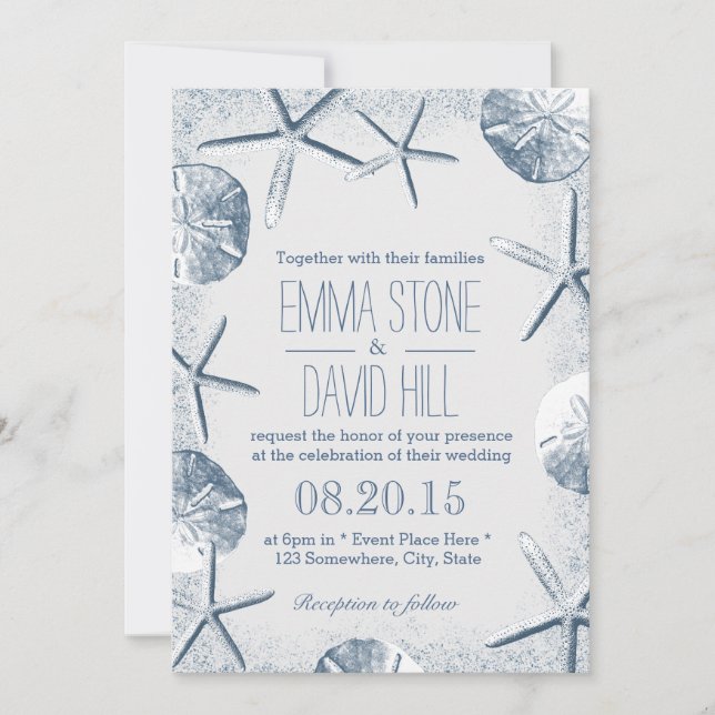 Elegant Beach Theme Wedding Invitations (Front)
