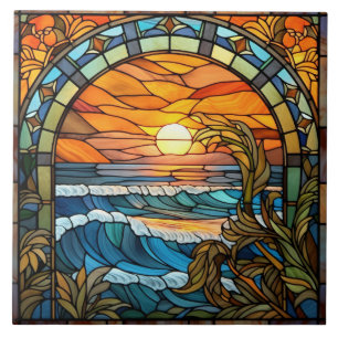 elegant beach through the window  tile