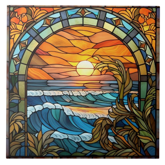elegant beach through the window  tile (Front)