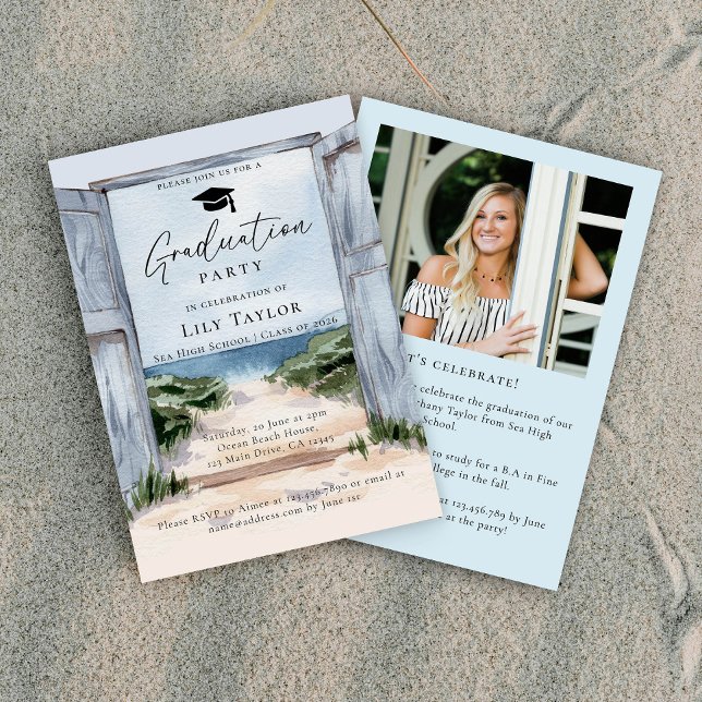 Elegant Beach Trail Graduation Party Invitation (Creator Uploaded)