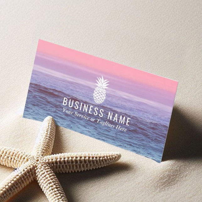 Elegant Beach Tropical Pineapple Event Planning Business Card (Creator Uploaded)