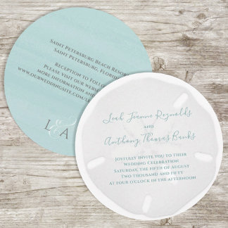 Elegant Beach Watercolor Tropical Sand Dollar Invitation