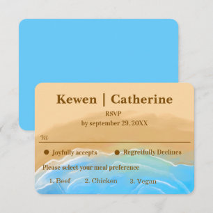 Elegant Beach Watercolor wedding rsvp card
