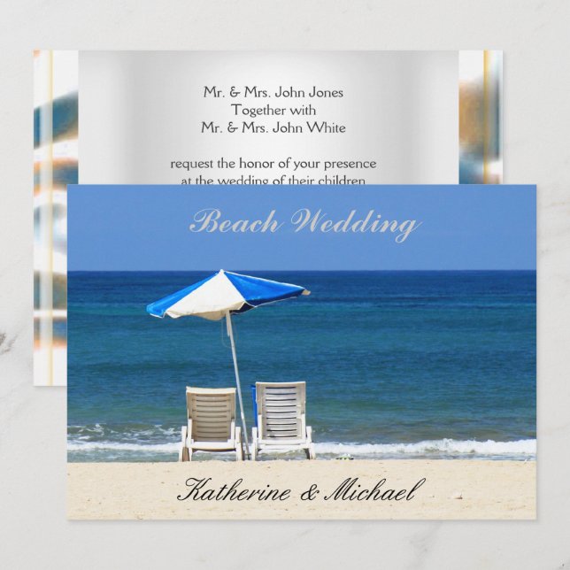 Elegant Beach Wedding Chairs Invitation (Front/Back)
