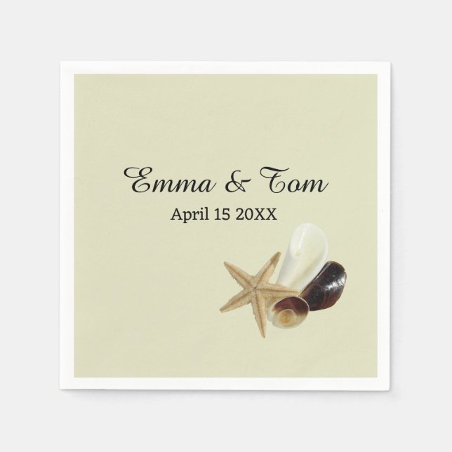 Elegant Beach Wedding Coastal Ocean Destination Napkin (Front)