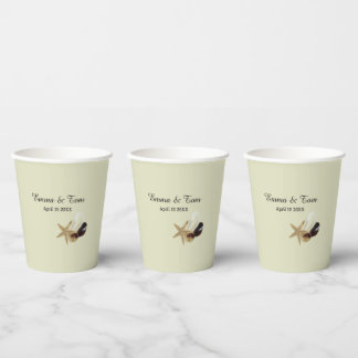 Elegant Beach Wedding Coastal Ocean Destination Paper Cups
