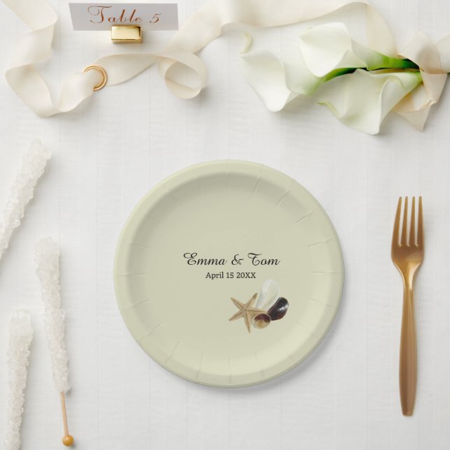 Elegant Beach Wedding Coastal Ocean Destination Paper Plate (Wedding)