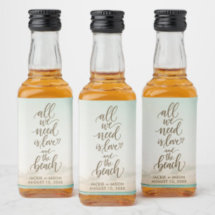 Elegant Beach Wedding Favour Liquor Bottle Label