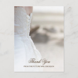 Elegant Beach Wedding Gown Bridal Shower Thank You Postcard
