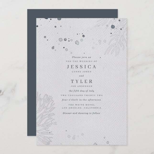 Elegant Beach Wedding Invitation (Front/Back)