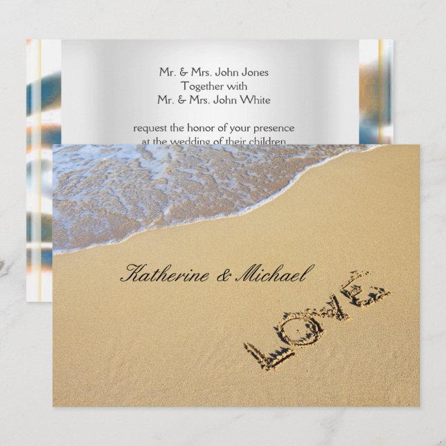 Elegant Beach Wedding Invitation (Front/Back)