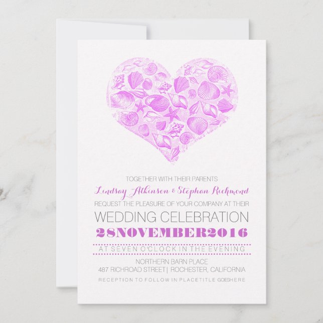 Elegant beach wedding invitations (Front)