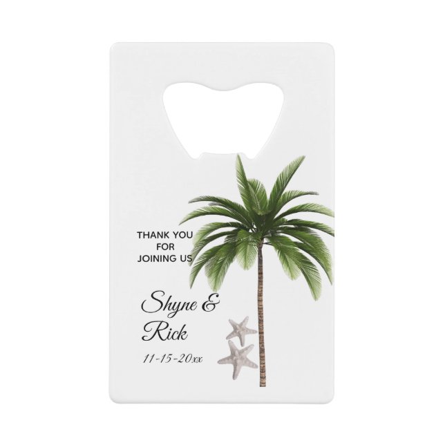Elegant Beach Wedding Palm Tree Thank You Favour (Front)