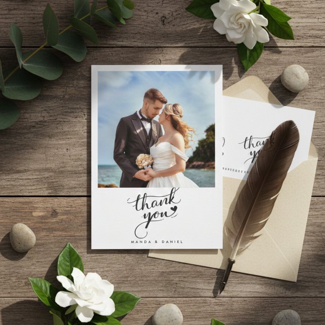 Elegant Beach Wedding Photo Thank You Card  (Creator Uploaded)
