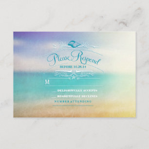 Elegant beach wedding RSVP card