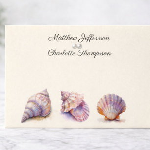 Elegant Beach Wedding  Seashells Pearls Nautical  Envelope
