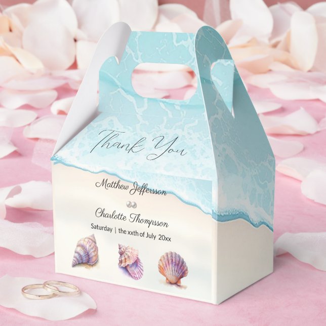 Elegant Beach Wedding  Seashells Pearls Nautical  Favour Box (Wedding)