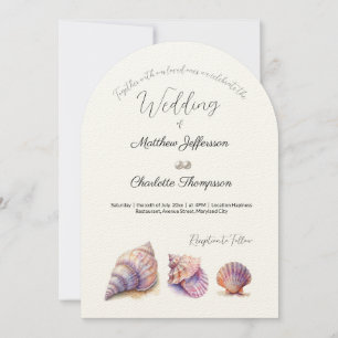 Elegant Beach Wedding Seashells Pearls Nautical Invitation