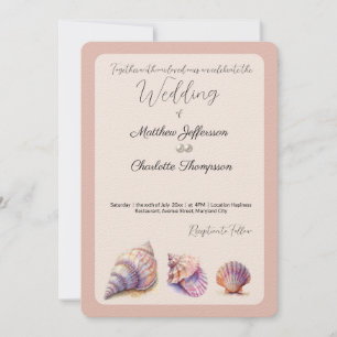 Elegant Beach Wedding  Seashells Pearls Nautical  Invitation