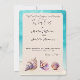 Elegant Beach Wedding  Seashells Pearls Nautical  Invitation