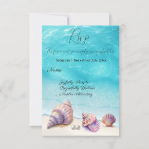 Elegant Beach Wedding Seashells Pearls Nautical RSVP Card