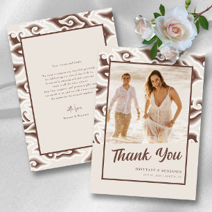 Elegant Beach Wedding Thank You Card Custom Photo