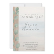 Elegant Beach with Soft Blue Wash & Sand Dollar