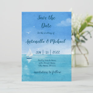 Elegant Beachs and Nautical Save the Date Invitation