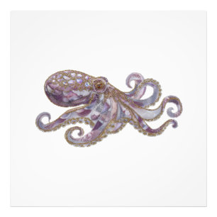 Elegant Beaded Octopus Art Illustration Photo Print