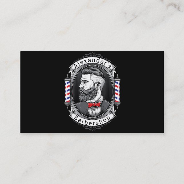 Elegant Bearded Man Business Card (Front)