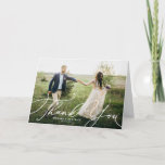 Elegant Beatrice Script Photo Wedding Thank You Card<br><div class="desc">Elegant Beatrice Script Photo Wedding Thank You Card | Send thanks to family and friends for being part of your special day with this customisable thank you card. It features white elegant modern calligraphy. Perfect for any wedding theme.</div>