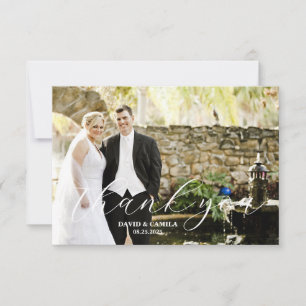 Elegant Beatrice Script Photo Wedding Thank You Card
