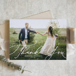 Elegant Beatrice Script Photo Wedding Thank You Card<br><div class="desc">Elegant Beatrice Script Photo Wedding Thank You Card | Send thanks to family and friends for being part of your special day with this customisable thank you card. It features white elegant modern calligraphy.</div>