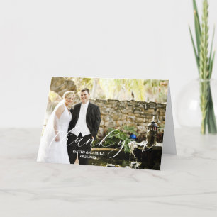 Elegant Beatrice Script Photo Wedding Thank You Card
