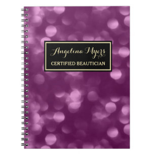 Elegant Beautician Glamourous Purple Luxe Bokeh Notebook