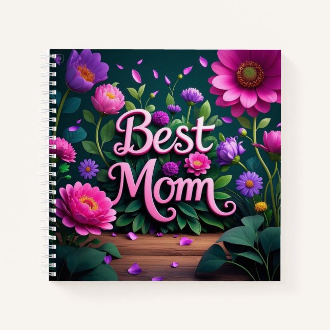 Elegant Beautiful Best Mum Flowers Notebook (Front)