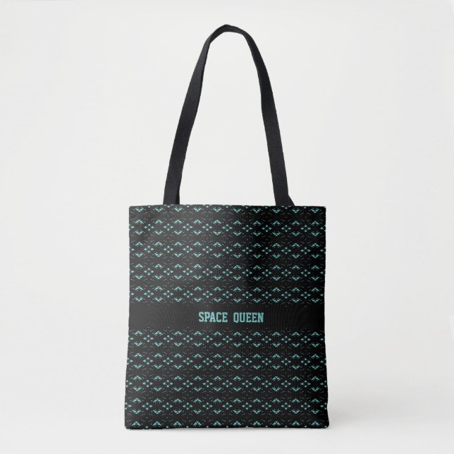 Elegant Beautiful Black & Teal Tote Bag (Front)