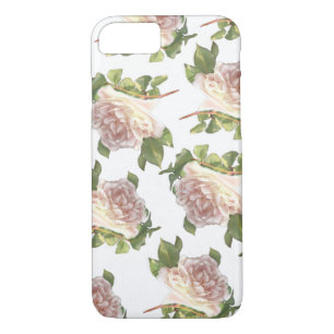 Elegant beautiful blushing white ivory pink roses iPhone 8/7 case