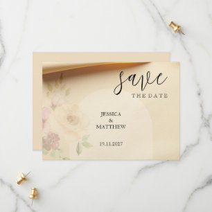 Elegant Beautiful Boho Peach Blush Floral Wedding Save The Date