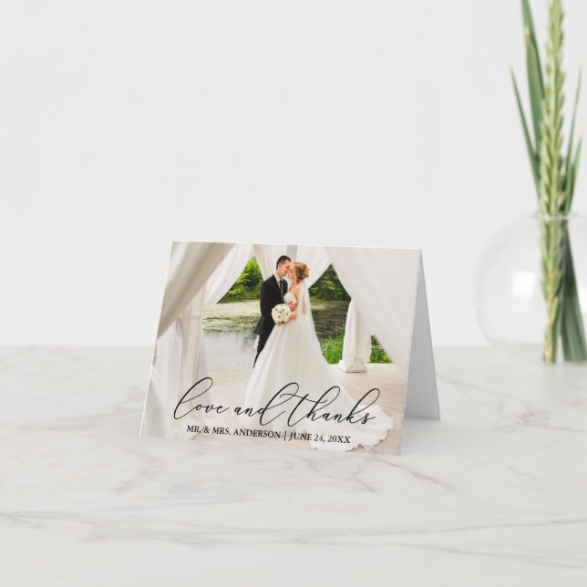 Elegant Beautiful Calligraphy Love Thanks Note Thank You Card (Front)