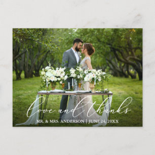 Elegant Beautiful Calligraphy  Love Thanks Wedding Postcard