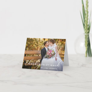 Elegant Beautiful Calligraphy Photo Wedding Note Thank You Card