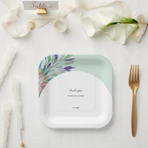 Elegant Beautiful Colourful Boho Watercolor Art Paper Plate