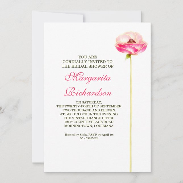 elegant beautiful design bridal shower invitations (Front)