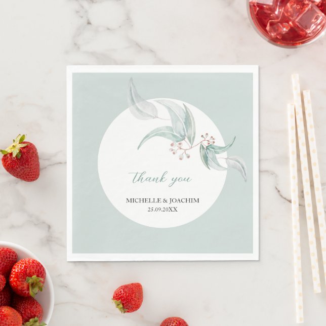 Elegant Beautiful Eucalyptus Watercolor Art Napkin (Insitu)