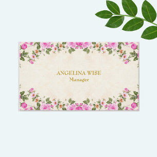 Elegant Beautiful Flowers on Light Beige Business Card