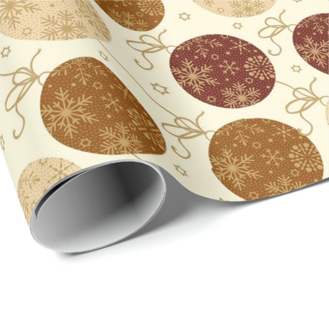 Elegant Beautiful Gold Christmas Hanging Balls Wrapping Paper (Roll Corner)